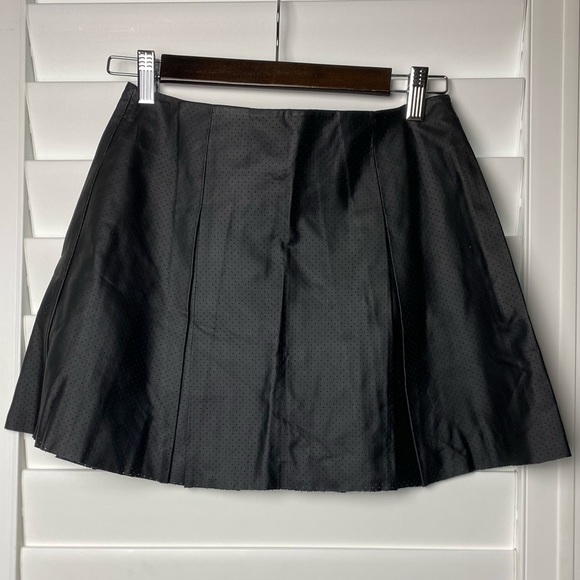 BCBGeneration Black Leather Pleated Skirt - Picture 1 of 5